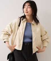 アウトポケット合皮ブルゾン