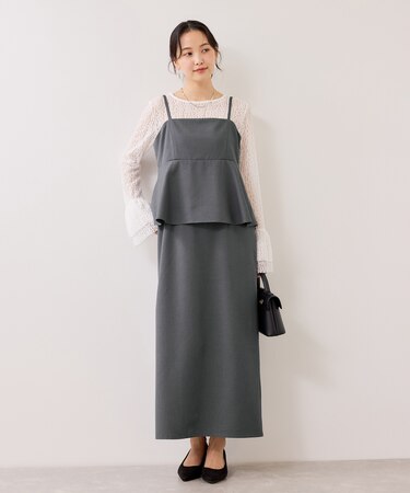 【WEB限定】美easyコンフォートツイルペプラム切替キャミワンピース/イージーケア・UVケア