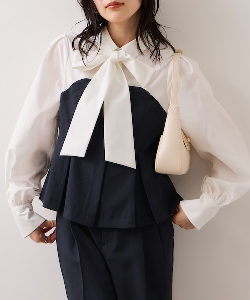 【美easy】コンフォートボウタイドッキングシャツ/イージーケア・2WAY