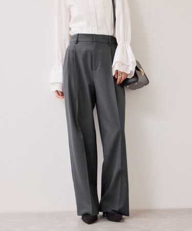 【美easy】コンフォートストレートワイドパンツ/イージーケア・UVケア・セットアップ対応