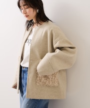【WEB限定】ボアポケットノーカラーコート