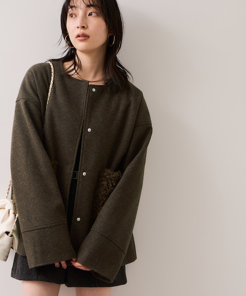 【NEW】ビス（VIS）/【WEB限定】ボアポケットノーカラーコート WEB限定】ボアポケットノーカラーコート｜ビスの通販｜&mall（アンド