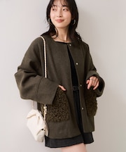 【WEB限定】ボアポケットノーカラーコート