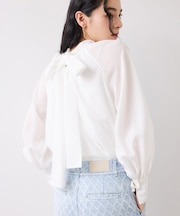 前後2WAYボリュームボウタイブラウス/イージーケア