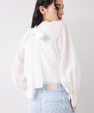 前後2WAYボリュームボウタイブラウス/イージーケア