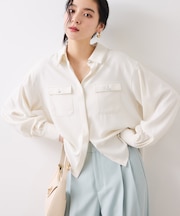 メタル釦シャツブラウス/イージーケア