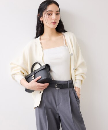 釦アクセントコクーンカーディガン