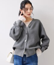 釦アクセントコクーンカーディガン