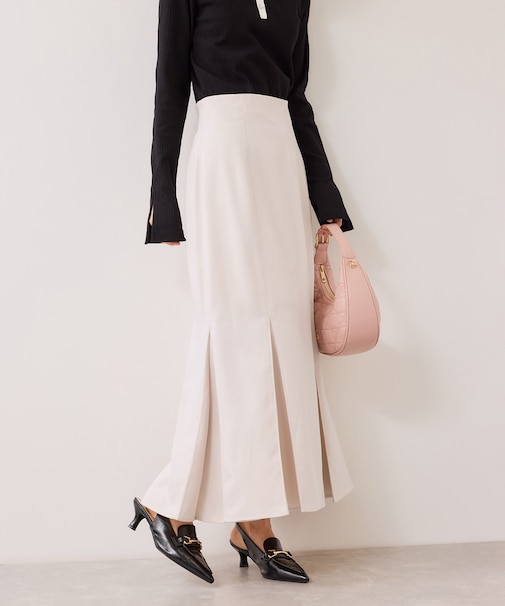 ボックスプリーツマーメイドスカート/イージーケア・防シワ