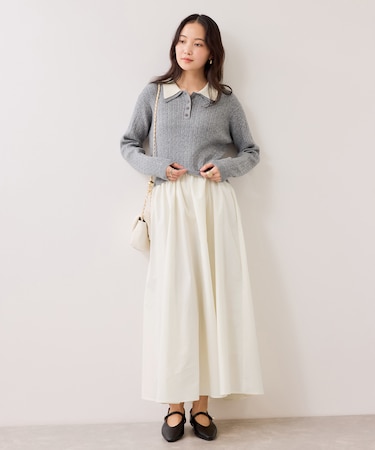 ダブルカラーポロニットドッキングワンピース