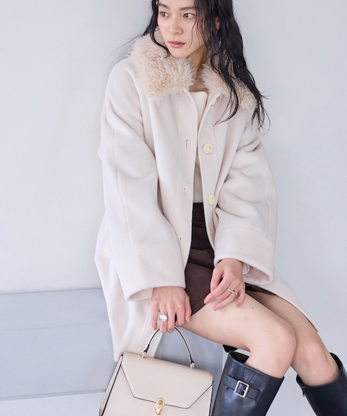 ファー付きAラインステンコート