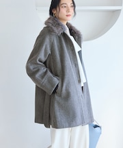 ファー付きAラインステンコート