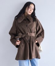 ファー付きAラインステンコート