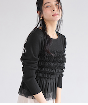 チュールフリルドッキングニット/イージーケア