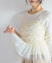 チュールフリルドッキングニット/イージーケア