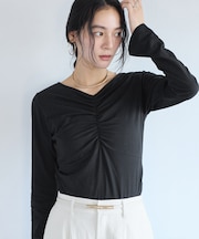 シャーリングギャザーカットソー