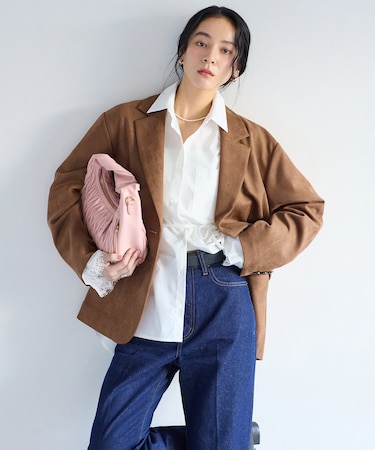 オーバースエードテーラードジャケット