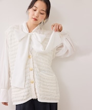 ツイードニットベスト/イージーケア