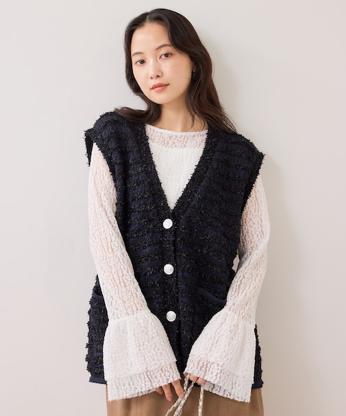 ツイードニットベスト/イージーケア