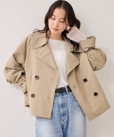 ショートトレンチコート/UVケア・撥水・花粉ガード