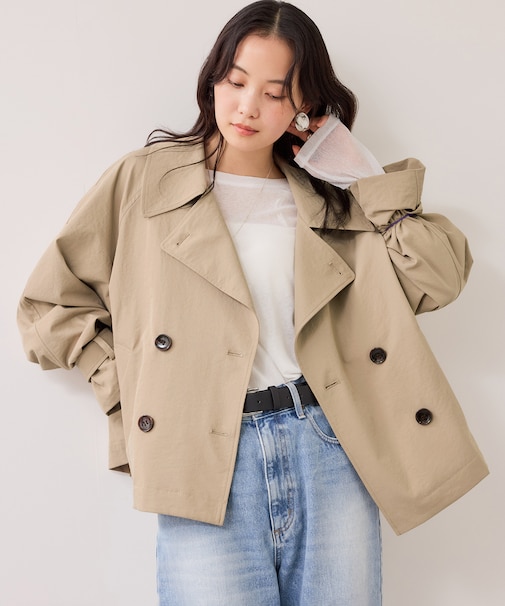 ショートトレンチコート/UVケア・撥水・花粉ガード