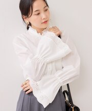 レイヤードレーススリーブブラウス