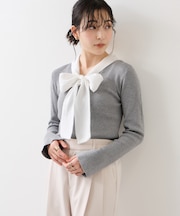 バイカラーリボンドッキングニット