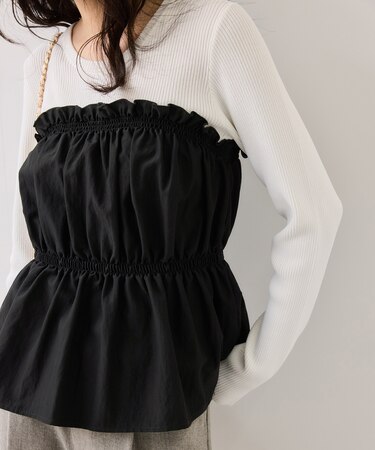 シャーリングビスチェドッキングニット/イージーケア