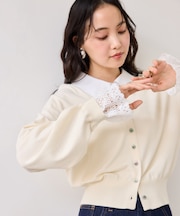 レースカフスドッキングニットカーディガン