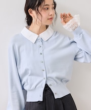 レースカフスドッキングニットカーディガン