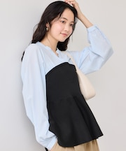 ペプラムニットドッキングブラウス