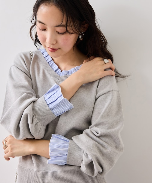 フリルドッキングニットプルオーバー