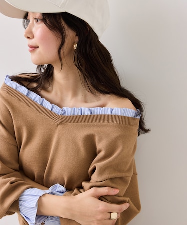 フリルドッキングニットプルオーバー