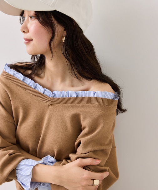 フリルドッキングニットプルオーバー