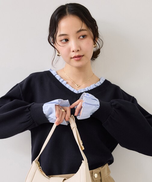 フリルドッキングニットプルオーバー