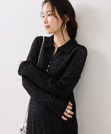 膨れジャガードカットソーワンピース