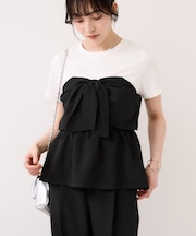 美easyリネンライクリボンビスチェトップス/イージーケア・接触冷感・セットアップ対応