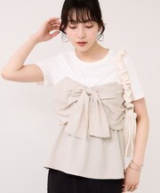 美easyリネンライクリボンビスチェトップス/イージーケア・接触冷感・セットアップ対応