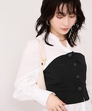 美easy前開きビスチェドッキングシャツ/イージーケア・接触冷感・セットアップ対応