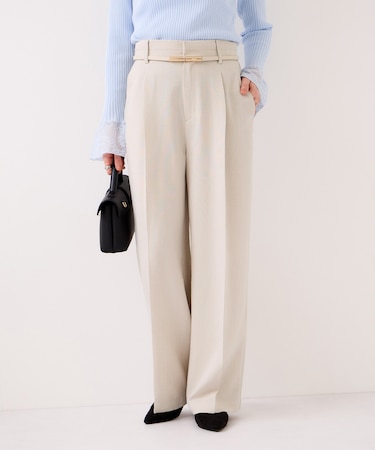 美easyリネンライクワイドパンツ/イージーケア・接触冷感・セットアップ対応