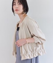 美easyリネンライクジップ裾フリルブルゾン/イージーケア・接触冷感