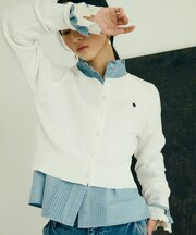 【POLO BCS】ミニケーブルノーカラーカーディガン