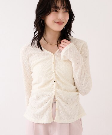 フラワージャガードカットカーディガン/2WAY・イージーケア