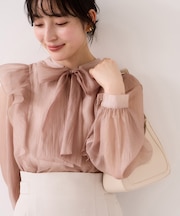 シャイニーボウタイ長袖ブラウス/イージーケア・2WAY