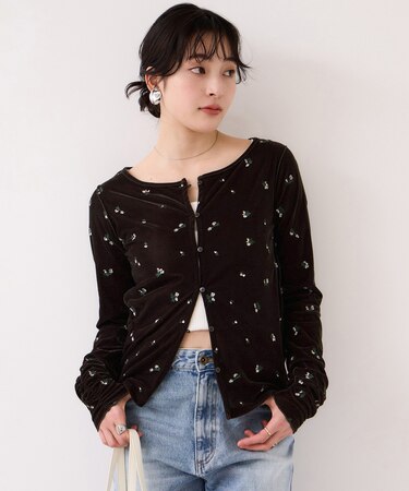 フロッキーチュール刺しゅうカーディガン/2WAY