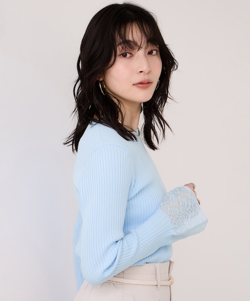 レース編みドッキングニット