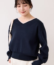 Vネックレースプルオーバー
