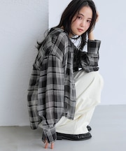 チェック&シアーオーバーシャツ