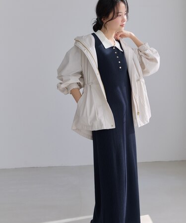 ポロ襟ニットワンピース