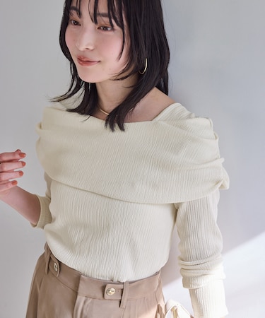 ジャガードオフショルプルオーバー/イージーケア